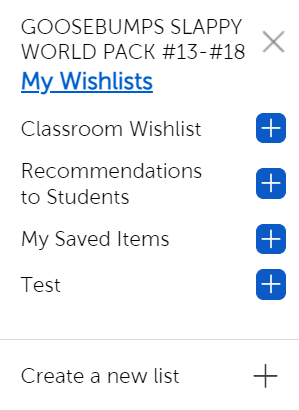 Wish list dropdown